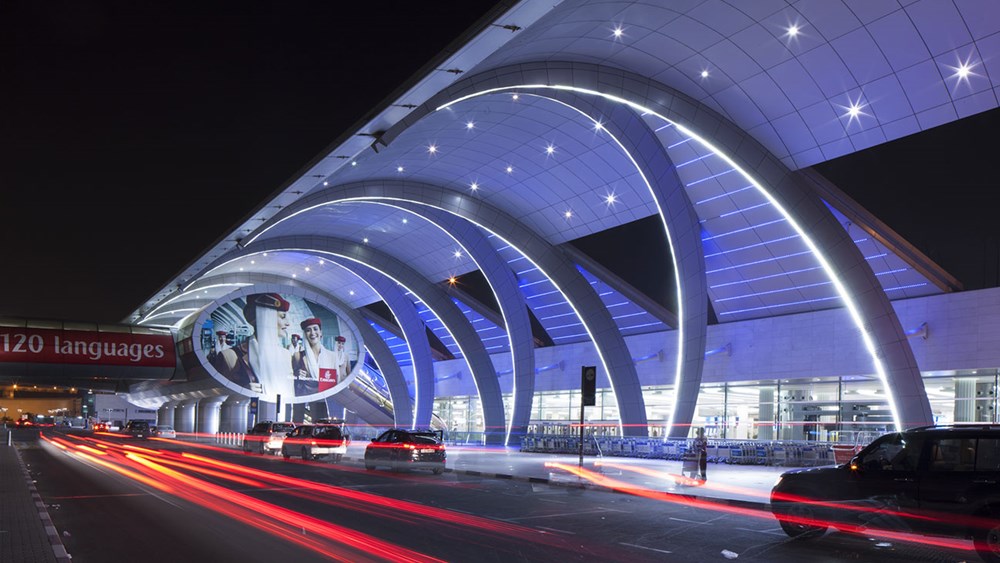 The view of Terminal 3, Departures at Dubai International.