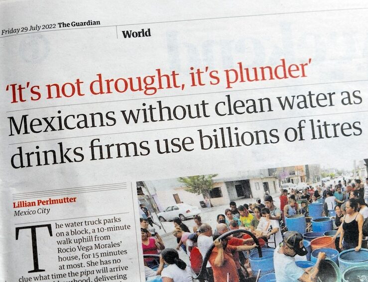 The cover of the Guardian Mexico newspaper, with the headline: "It's not drought, it's plunder"