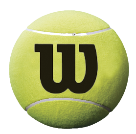 Image of a yellow tennis ball with a "W" on it