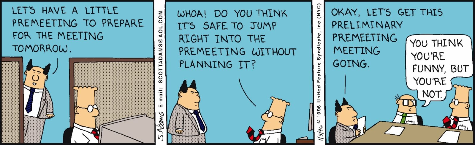 a comic strip of a Dilbert cartoon