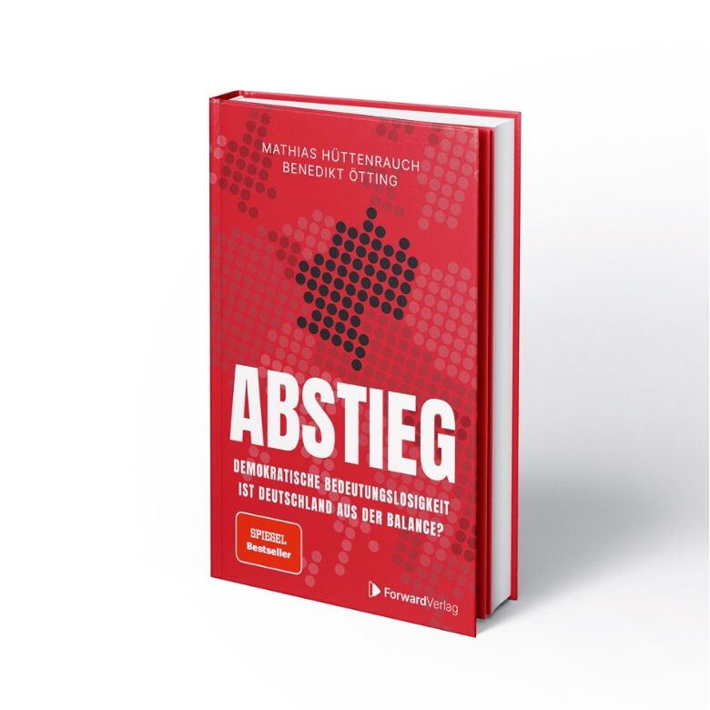 a red book cover with the word "Abstieg" in white letters largely in the center